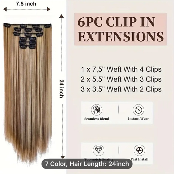 [Clip-In Hair Extensions] Thick Long Straight Clip-In Hair Extensions for Women - Picture 5 of 5